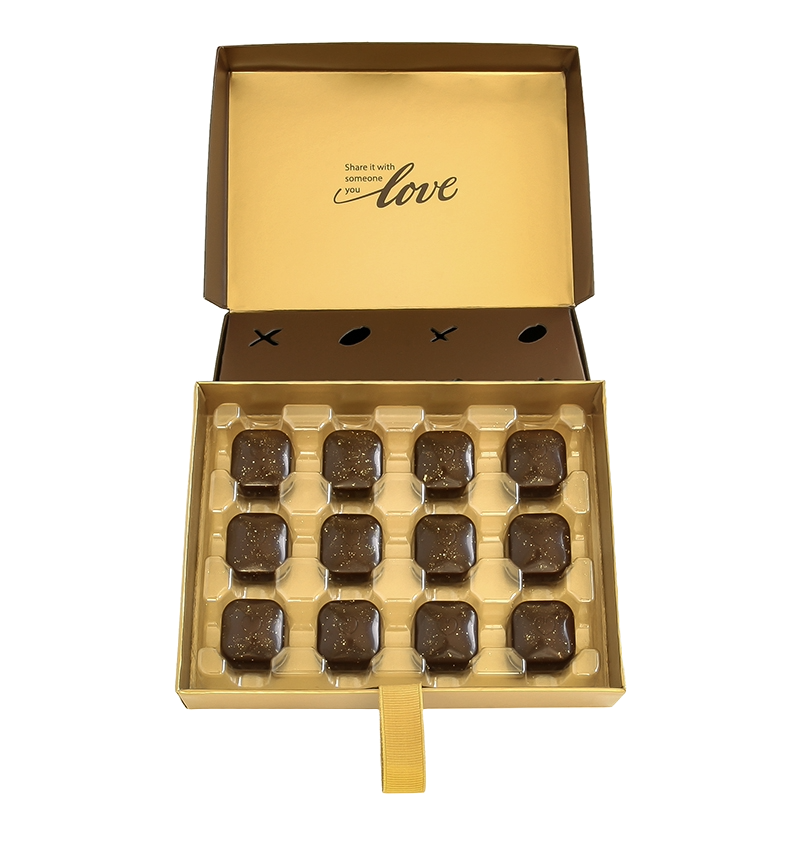 Gold Dusted Caramel Filled Dark Chocolates Gift Box