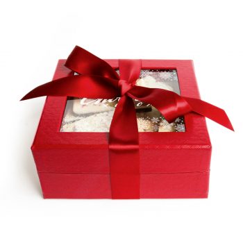 Chocolove Peppermint Bark Gift Box: Irresistible Blend of White and Dark Chocolate, Topped with Crushed Candy Canes - A Festive Delight in an Elegant Red Gift Box