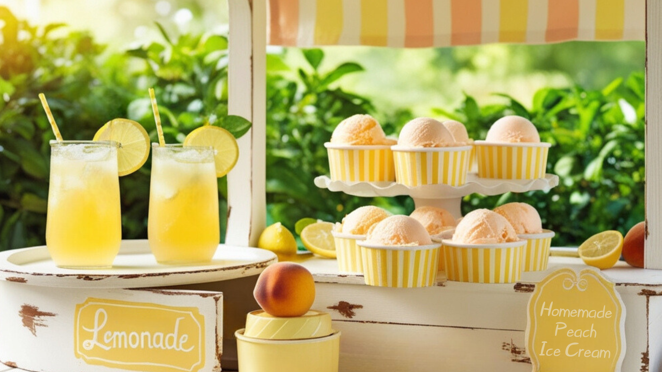 Lemonade and Homemade Peach Ice Cream