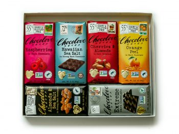 Chocolove 12-Bar Gift Box with assortment of Milk and Dark Chocolate